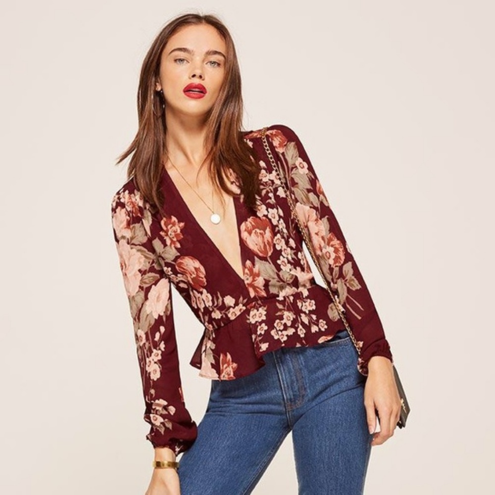 NWOT Reformation Camila Top in Burgundy